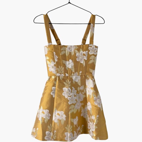 V. Chapman The Kimmy Dress Size 00 Gold Baroque Floral Corset Mini - Picture 6 of 11